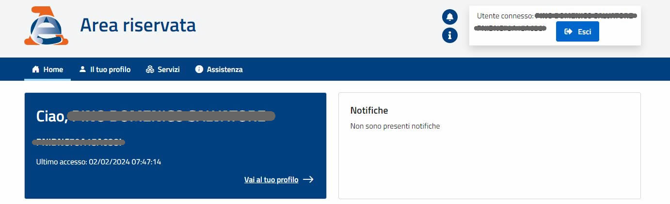 Area utente Agenzia Entrate