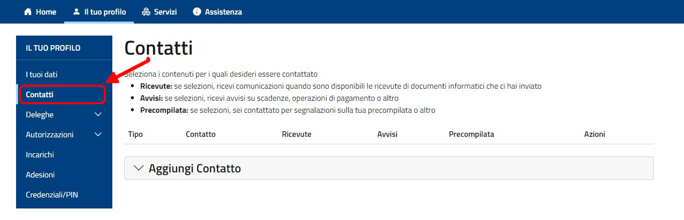 Contatti in Agenzia Entrate